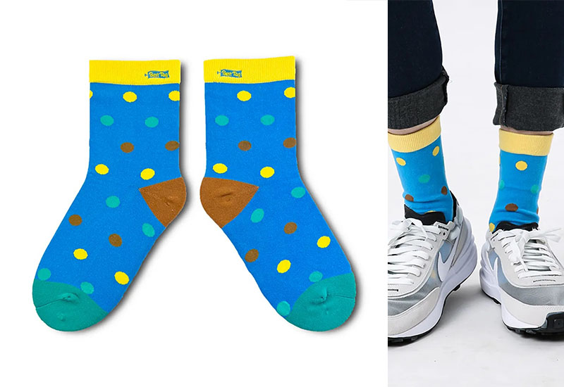 Best Tag 大圓點襪藍 厚襪款(2種尺寸)